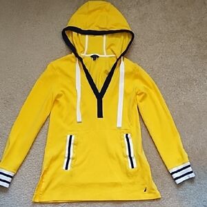 Nautica Hoodie Women's Size XS Spring Relaxed Fit Preppy Yellow Black White